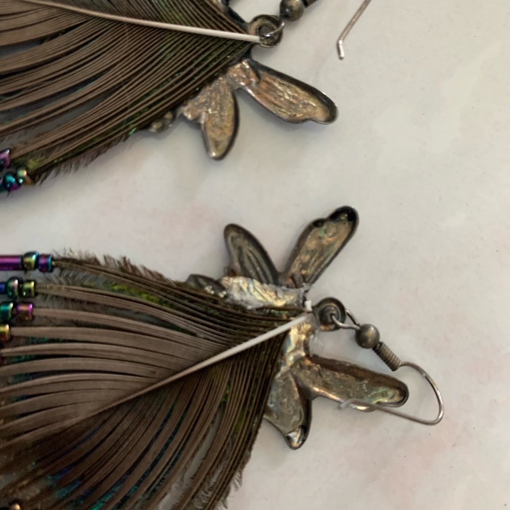 Peacock feather fairy earrings - Picture 7 of 7